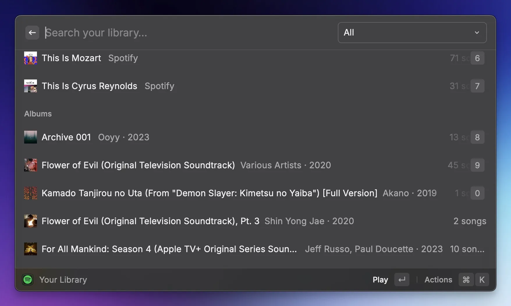 Spotify Your Library