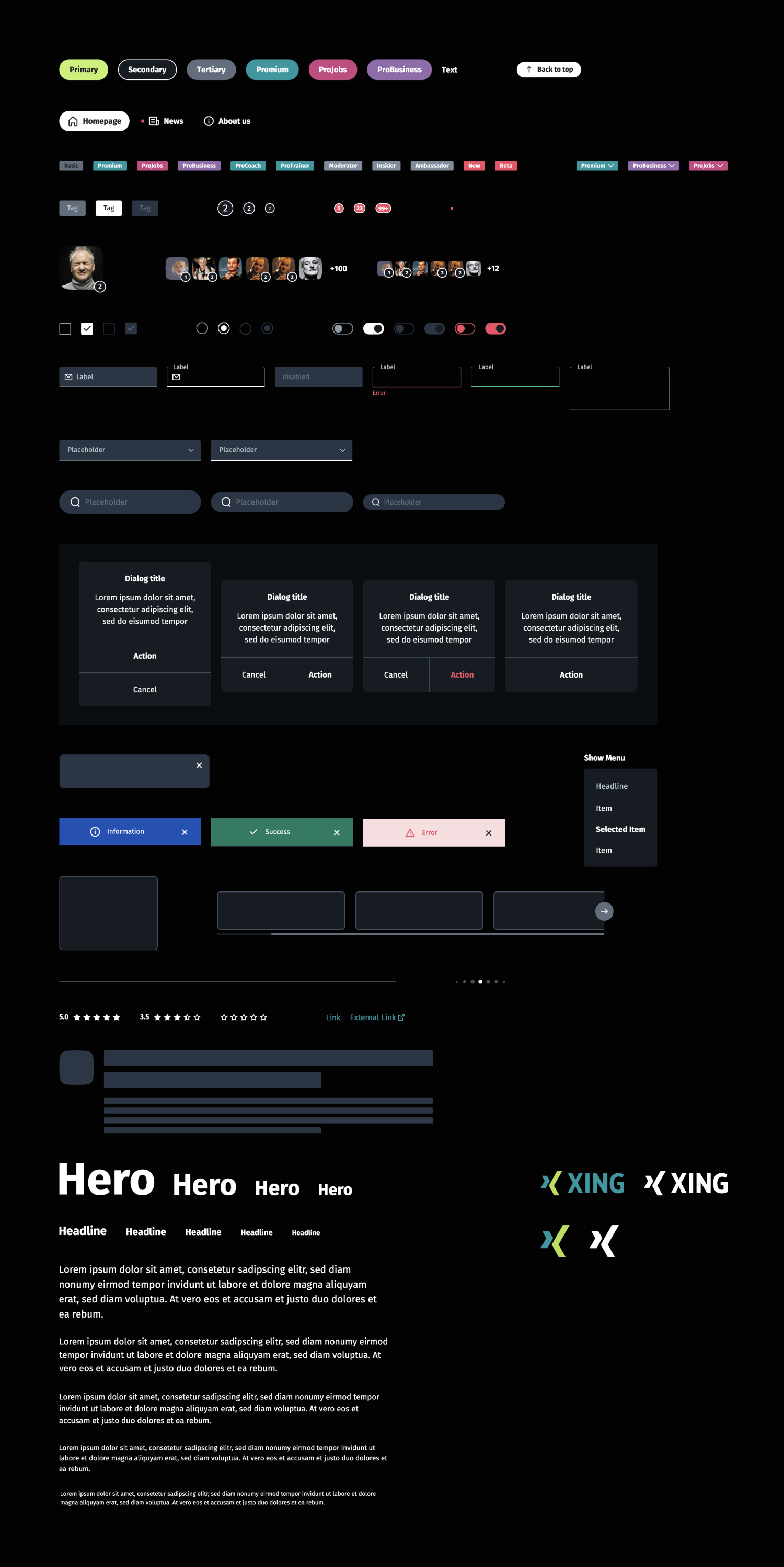 XING Design System Dark Mode