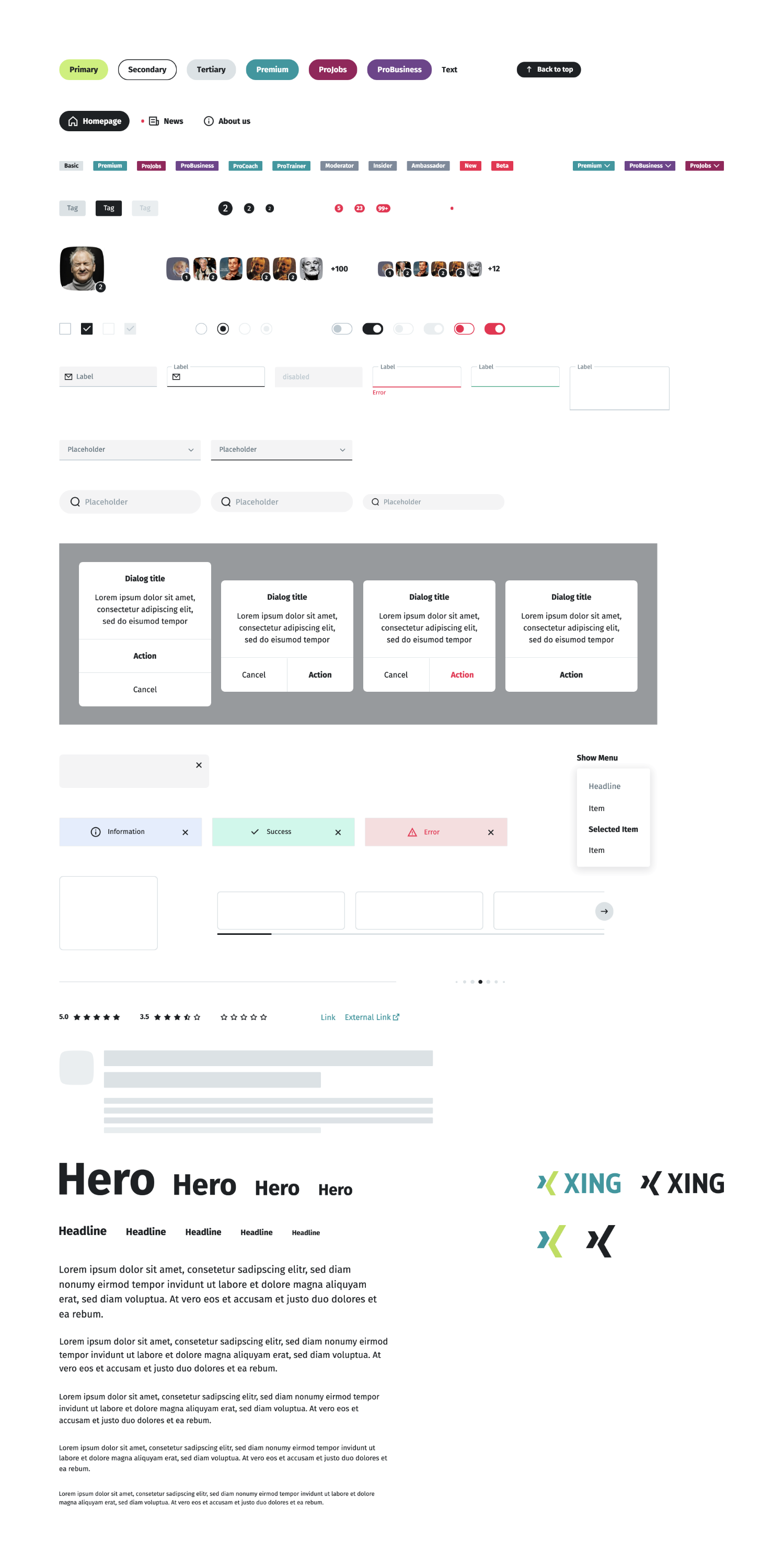 XING Design System Light Mode